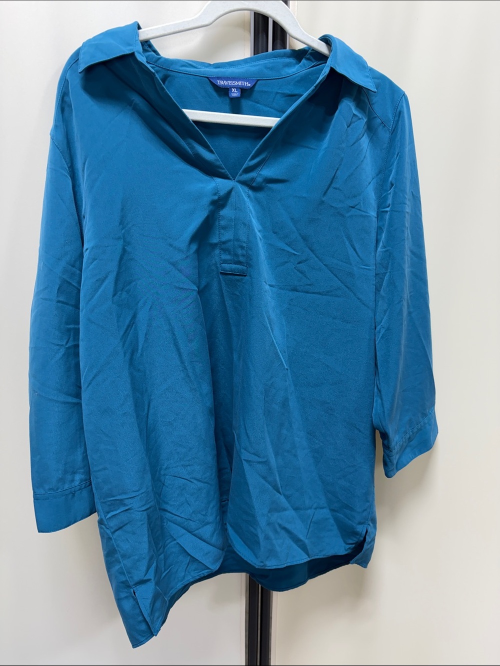TravelSmith Teal V-Neck Tunic Top